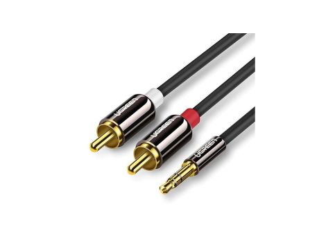 Kabel Ugreen AV116 10749 audio mini jack 3,5 mm (męski) / 2RCA (męski) 1m - czarny