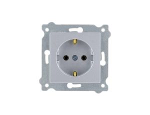 Gniazdo z uziemieniem Schuko 2P+E Srebrny 237/10E EXEN