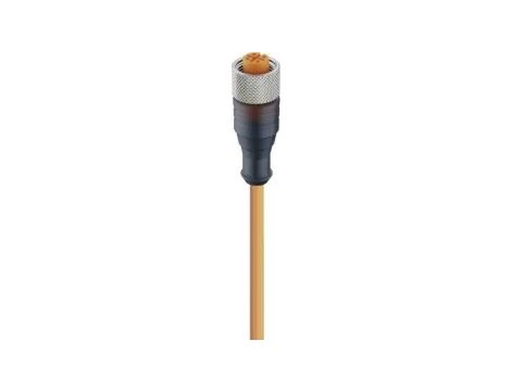 Kabel konfekcjonowany jednostronnie M12 4-pinowy złącze żeńskie proste z gwintem samoblokującym PVC pomarańczowy RKT 4-07/2 M
