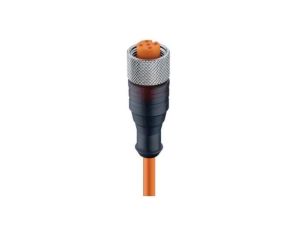 Kabel konfekcjonowany jednostronnie M12 5-pinowy złącze żeńskie proste z gwintem samoblokującym PVC pomarańczowy RKT 5-56/10 M