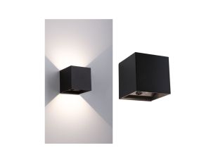 Mobilna lmapa ścienna NYARA LED z czujnikiem 2x1W góra/dół 3000K 2x165lm USB-C Aku IP44 czarny / aluminium / tworzywo sztuczne