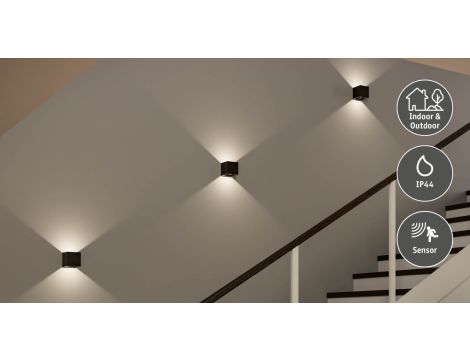 Mobilna lmapa ścienna NYARA LED z czujnikiem 2x1W góra/dół 3000K 2x165lm USB-C Aku IP44 czarny / aluminium / tworzywo sztuczne - 14