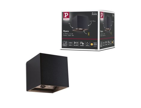 Mobilna lmapa ścienna NYARA LED z czujnikiem 2x1W góra/dół 3000K 2x165lm USB-C Aku IP44 czarny / aluminium / tworzywo sztuczne - 15