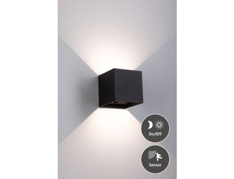Mobilna lmapa ścienna NYARA LED z czujnikiem 2x1W góra/dół 3000K 2x165lm USB-C Aku IP44 czarny / aluminium / tworzywo sztuczne - 3