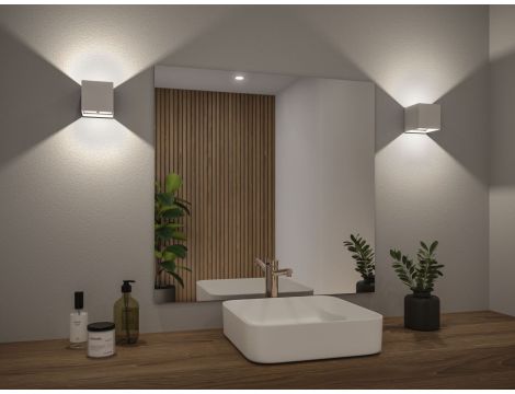 Mobilna lmapa ścienna NYARA LED z czujnikiem 2x1W góra/dół 3000K 2x165lm USB-C Aku IP44 biały / aluminium / tworzywo sztuczne - 12