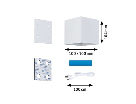 Mobilna lmapa ścienna NYARA LED z czujnikiem 2x1W góra/dół 3000K 2x165lm USB-C Aku IP44 biały / aluminium / tworzywo sztuczne - 14