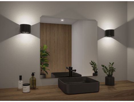 Mobilna lmapa ścienna NYORA LED z czujnikiem 2x1W góra/dół 3000K 2x165lm USB-C Aku IP44 czarny / aluminium / tworzywo sztuczne - 10