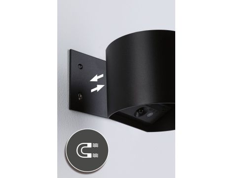 Mobilna lmapa ścienna NYORA LED z czujnikiem 2x1W góra/dół 3000K 2x165lm USB-C Aku IP44 czarny / aluminium / tworzywo sztuczne - 7