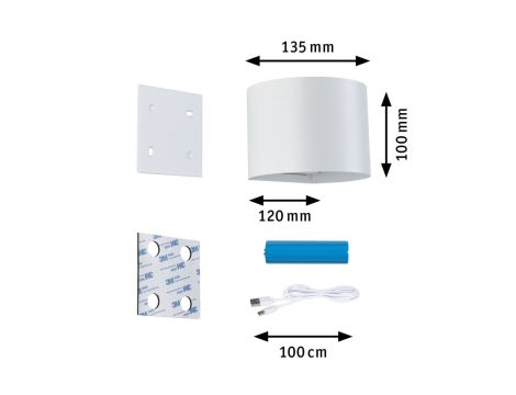 Mobilna lmapa ścienna NYORA LED z czujnikiem 2x1W góra/dół 3000K 2x165lm USB-C Aku IP44 biały / aluminium / tworzywo sztuczne - 13