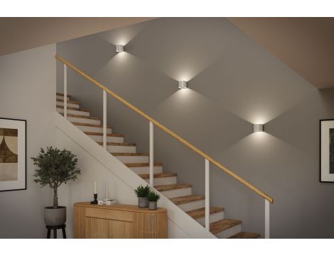 Mobilna lmapa ścienna NYORA LED z czujnikiem 2x1W góra/dół 3000K 2x165lm USB-C Aku IP44 biały / aluminium / tworzywo sztuczne - 5