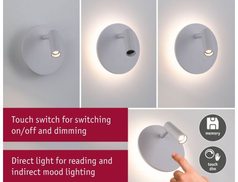 Mobilna lampa ścienna AIORA LED DIM 0,7W + backlight 0,6W 2700K 78 + 82lm USB-C Aku biały / tworzywo sztuczne - 12