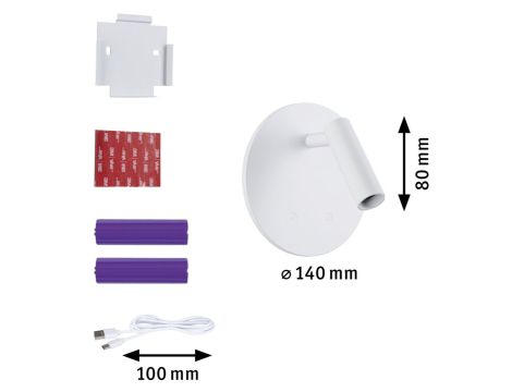 Mobilna lampa ścienna AIORA LED DIM 0,7W + backlight 0,6W 2700K 78 + 82lm USB-C Aku biały / tworzywo sztuczne - 13