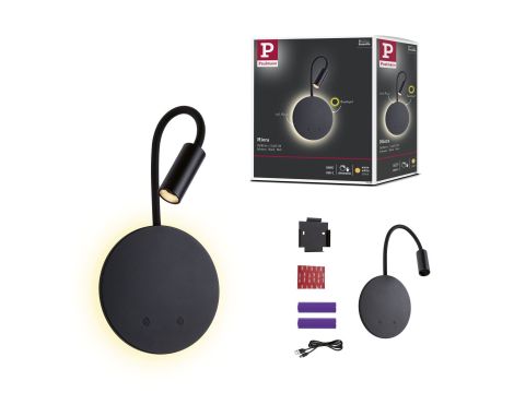 Mobilna lampa ścienna MIORA LED DIM 0,7W + backlight 0,6W 2700K 78 + 82lm USB-C Aku czarny / tworzywo sztuczne - 13