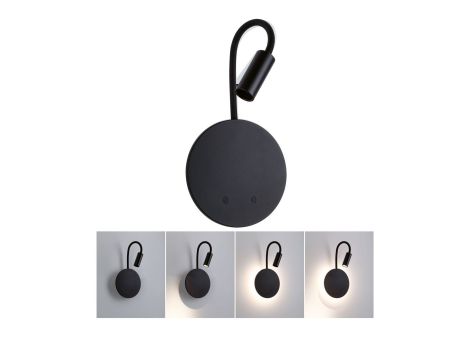 Mobilna lampa ścienna MIORA LED DIM 0,7W + backlight 0,6W 2700K 78 + 82lm USB-C Aku czarny / tworzywo sztuczne