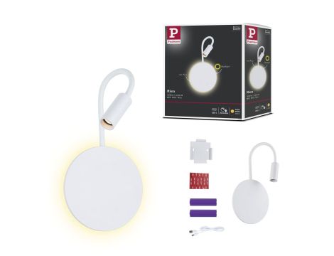 Mobilna lamapa ścienna MIORA LED DIM 0,7W + backlight 0,6W 2700K 78 + 82lm USB-C Aku biały / tworzywo sztuczne - 14