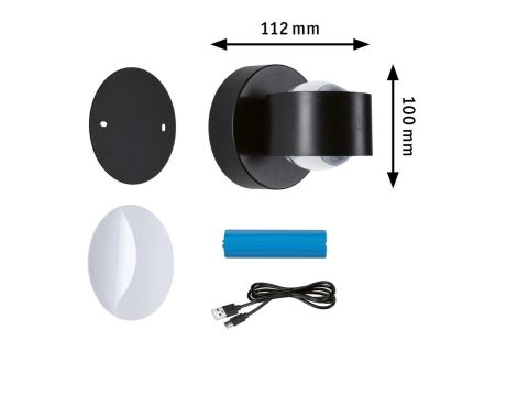 Mobilna lmapa ścienna ZORIK LED DIM 2x1,1W góra/dół 2700K 2x110lm USB-C Aku IP44 czarny / tworzywo sztuczne - 14