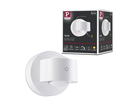 Mobilna lmapa ścienna ZORIK LED DIM 2x1,1W góra/dół 2700K 2x110lm USB-C Aku IP44 biały / tworzywo sztuczne - 16