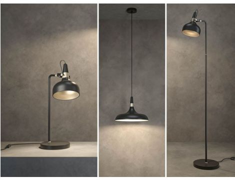 Lampa podłogowa Neordic Juna max.20W E14 DIM 230V czarny mat / szampan / metal - 2