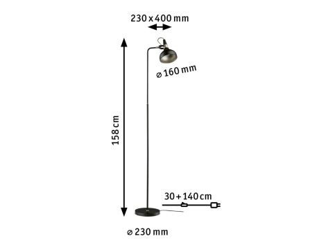 Lampa podłogowa Neordic Juna max.20W E14 DIM 230V czarny mat / szampan / metal - 10