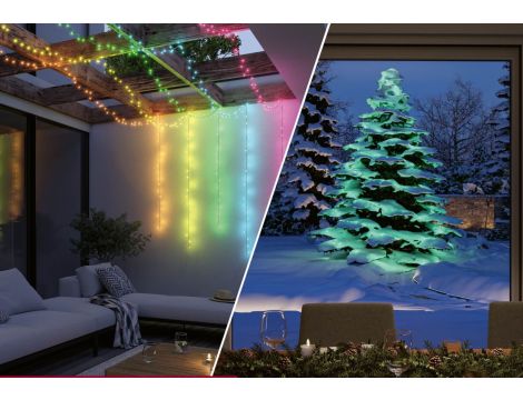 Łańcuch świetlny choinkowy YUNA Plug & Shine SH Zigbee RGB DIM 7,4m 3W IP44 45lm 9szt/1m 24V czarny / tworzywo sztuczne - 14