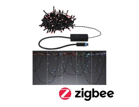 Łańcuch świetlny choinkowy YUNA Plug & Shine SH Zigbee RGB DIM 12,4m 5W IP44 45lm 9szt/1m 24V czarny / tworzywo sztuczne