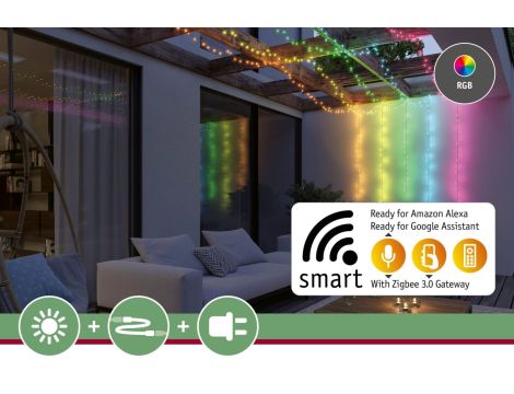 Łańcuch świetlny choinkowy YUNA Plug & Shine SH Zigbee RGB DIM 12,4m 5W IP44 45lm 9szt/1m 24V czarny / tworzywo sztuczne - 6