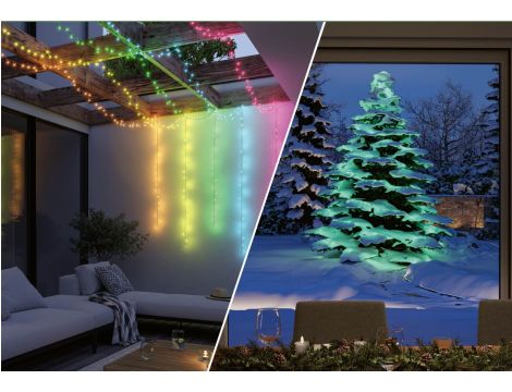 Łańcuch świetlny choinkowy YUNA Plug & Shine SH Zigbee RGB DIM 12,4m 5W IP44 45lm 9szt/1m 24V czarny / tworzywo sztuczne - 3