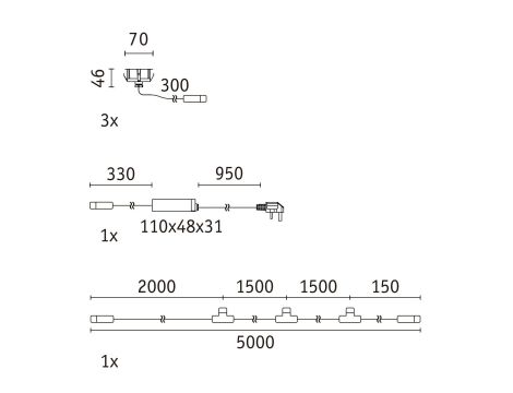 Zestaw opraw Plug & Shine FLOOR LED 3x2W 3000K 3x100lm IP67 24V srebrny / stal / tworzywo sztuczne - 7