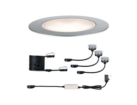 Zestaw opraw Plug & Shine FLOOR LED 3x2W 3000K 3x100lm IP67 24V srebrny / stal / tworzywo sztuczne