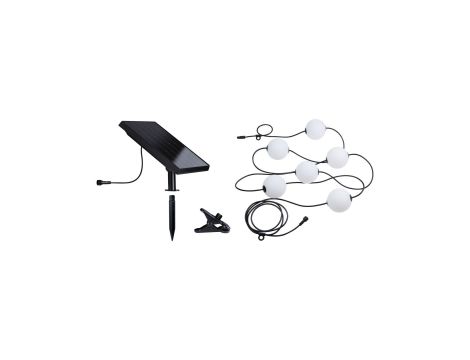 Łańcuch świetlny SOLARNY TAINA 5,8m kule średnica 10cm 6x0,6W 3000K IP67 6x60lm 3.7V biały / czarny / tworzywo sztuczne