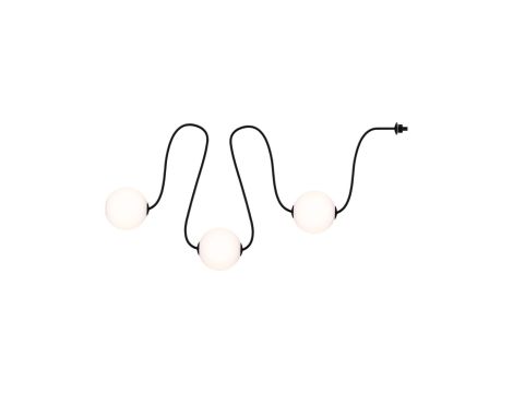 Łańcuch świetlny zestaw rozszerzający SOLARNY TAINA 1,71m kule średnica 10cm 3x0,6W 3000K IP67 3x60lm 3.7V biały / czarny / tworzywo sztuczne