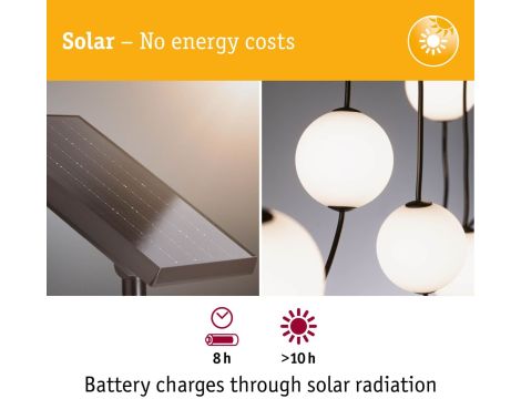 Łańcuch świetlny zestaw rozszerzający SOLARNY TAINA 1,71m kule średnica 10cm 3x0,6W 3000K IP67 3x60lm 3.7V biały / czarny / tworzywo sztuczne - 6