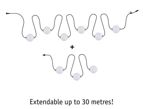Łańcuch świetlny zestaw rozszerzający SOLARNY TAINA 1,71m kule średnica 10cm 3x0,6W 3000K IP67 3x60lm 3.7V biały / czarny / tworzywo sztuczne - 11