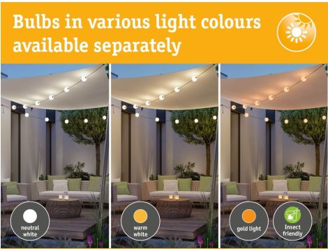 Łańcuch świetlny zestaw rozszerzający SOLARNY TAINA 1,71m kule średnica 10cm 3x0,6W 3000K IP67 3x60lm 3.7V biały / czarny / tworzywo sztuczne - 12