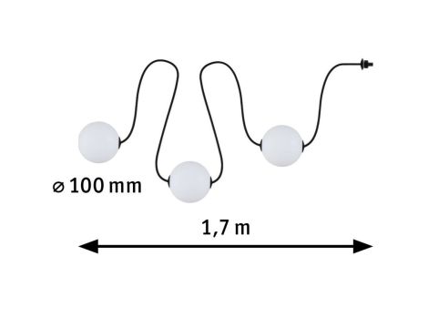 Łańcuch świetlny zestaw rozszerzający SOLARNY TAINA 1,71m kule średnica 10cm 3x0,6W 3000K IP67 3x60lm 3.7V biały / czarny / tworzywo sztuczne - 13