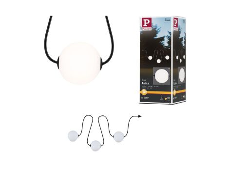 Łańcuch świetlny zestaw rozszerzający SOLARNY TAINA 1,71m kule średnica 10cm 3x0,6W 3000K IP67 3x60lm 3.7V biały / czarny / tworzywo sztuczne - 15