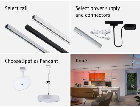 Oprawa wisząca na szynoprzewód URail SH Zigbee HILDOR LED RGBW 10W DIM 510lm 2700 - 6500 K 230V Biały Ral 9003 / tworzywo sztuczne - 9
