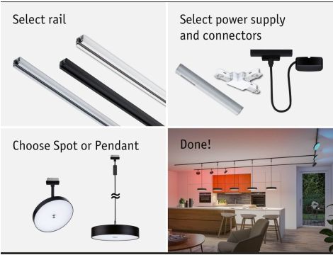 Oprawa wisząca na szynoprzewód URail SH Zigbee HILDOR LED RGBW 10W DIM 510lm 2700 - 6500 K 230V Czarny mat / tworzywo sztuczne - 8