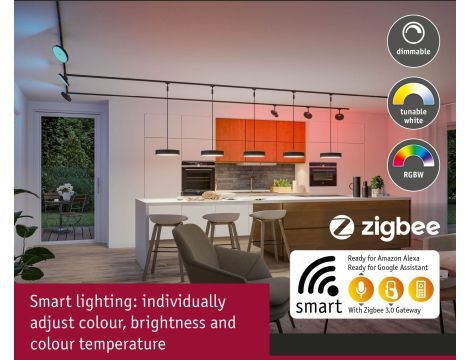 Oprawa wisząca na szynoprzewód URail SH Zigbee HILDOR LED RGBW 10W DIM 510lm 2700 - 6500 K 230V Czarny mat / tworzywo sztuczne - 7