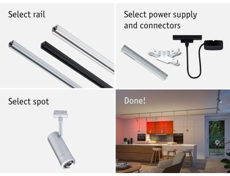 Reflektor na szynoprzewód Urail SH Zigbee Tarie LED RGBW DIM 4,5W 230lm 2700 - 6500 K 230V Chrom matowy / tworzywo sztuczne - 10