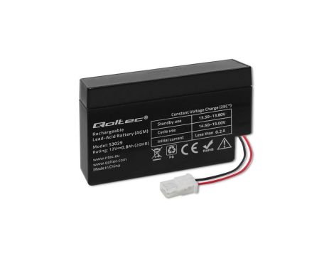 Qoltec Akumulator AGM 12V 0.8Ah Bezobsługowy Wydajny LongLife do zabawek, pojazdów