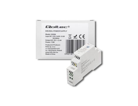 Qoltec Przemysłowy zasilacz na szynę DIN 12W 5V 2.4A