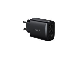Baseus Compact ładowarka sieciowa 3x USB 17W czarny (CCXJ020101)