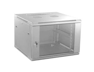 Szafa wisząca RACK 19 9U 450mm drzwi metal-szkło szara GT zdejmowane boki Seria AS