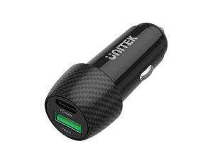 Unitek Ładowarka samochodowa 38W USB-A USB-C QC3..0