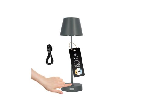 Lampka stołowa NELI 2,7W LED szara, z akumulatorem 2200mAh, IP54, CCT, 200lm, 33cm, EDO777719 EDO Solutions