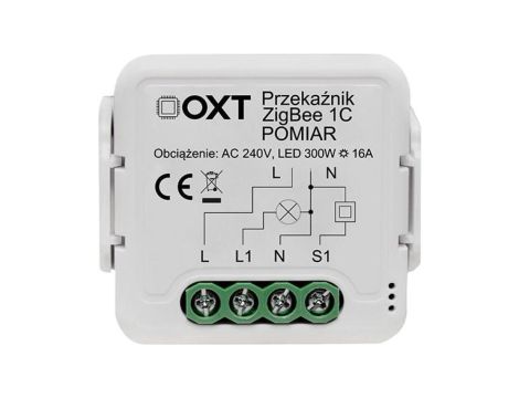 Moduł OXT przekaźnik 1 obw. pomiar 16A ZigBee TUYA