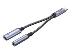 Unitek Adapter USB-C na minijack 3,5mm i USB-C 60W