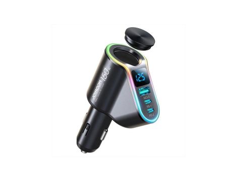 Joyroom szybka ładowarka samochodowa 4w1 USB-A QC3.0 / 2xUSB-C PD 150W czarna
