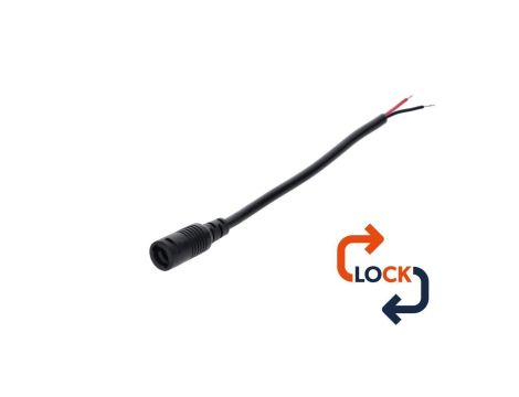 Gniazdo DC 5.5x2.1 przewód czarny 15cm 22awg z blokadą